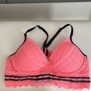 Peachy Pink and Black racer back padded bralette size small